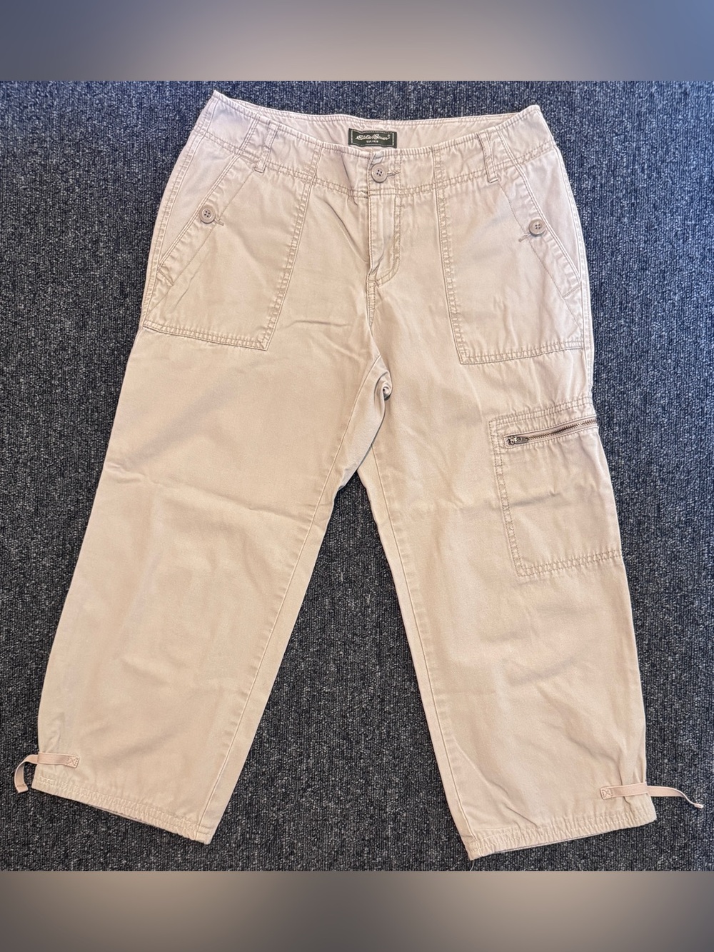 Eddie Bauer Y2K Cargo Capris Pants Womens Petite Sz 6 Beige Khaki Gorpcore Crop